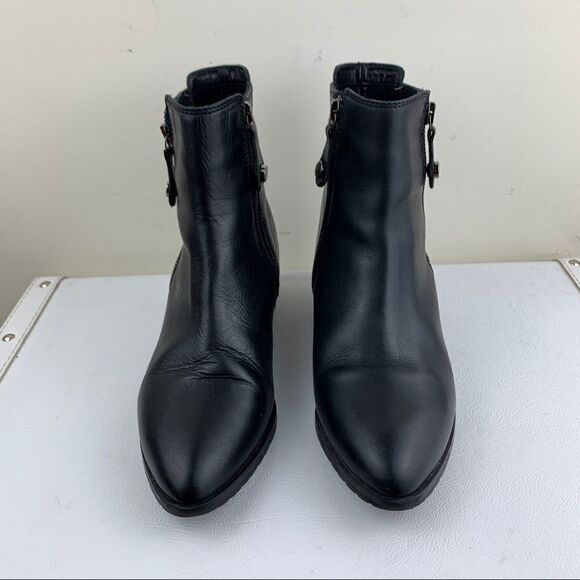Fabianelli Black Leather Heeled Side-zip Booties S6 - Picture 6 of 14
